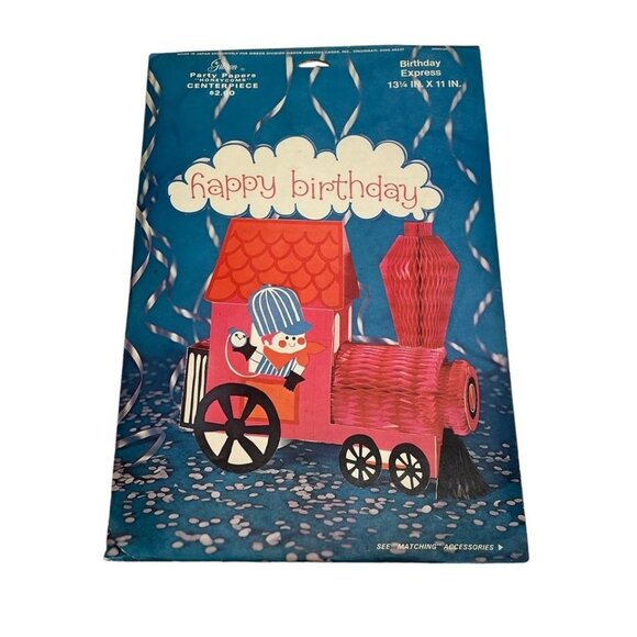 Vintage 1974 Train Engine Birthday Party Centerpiece Die Cut Honeycomb by Gibson - Picture 1 of 1
